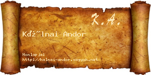 Kálnai Andor névjegykártya